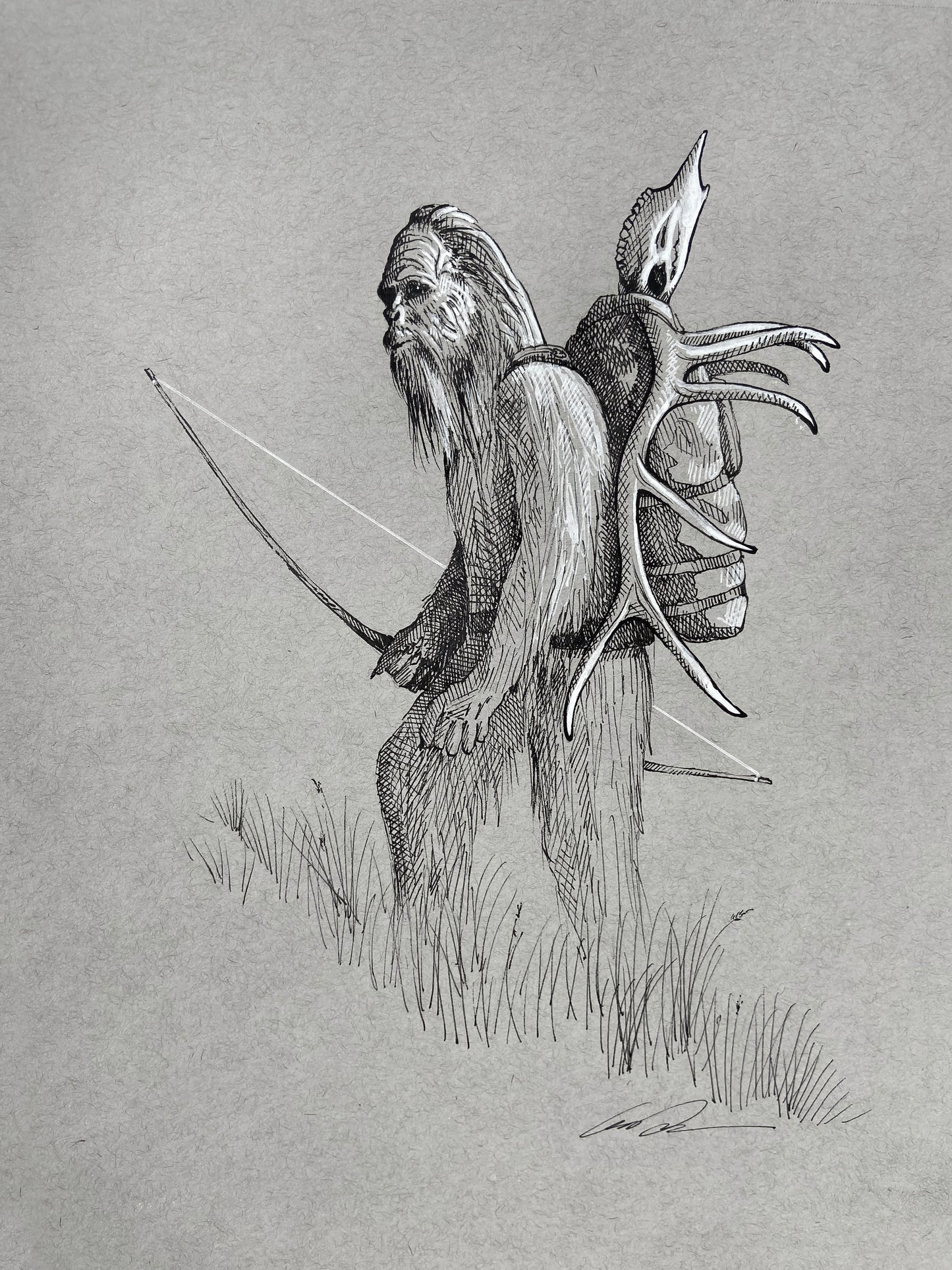Backcountry Squatch Pen & Ink Fine Art Original