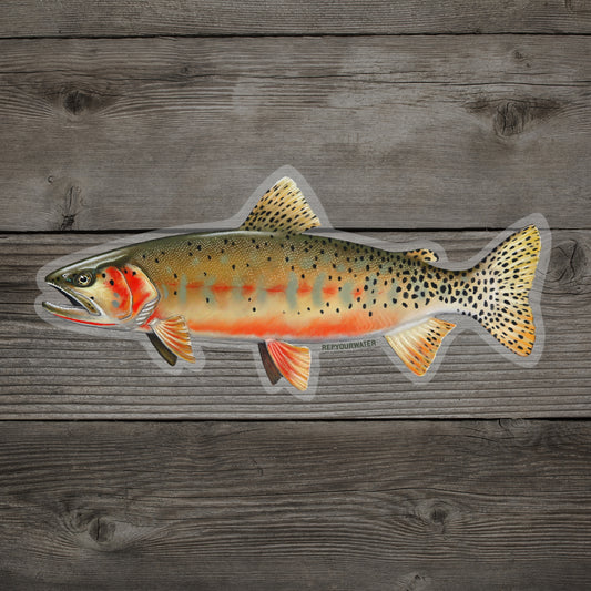 A sticker that shows a cutthroat trout