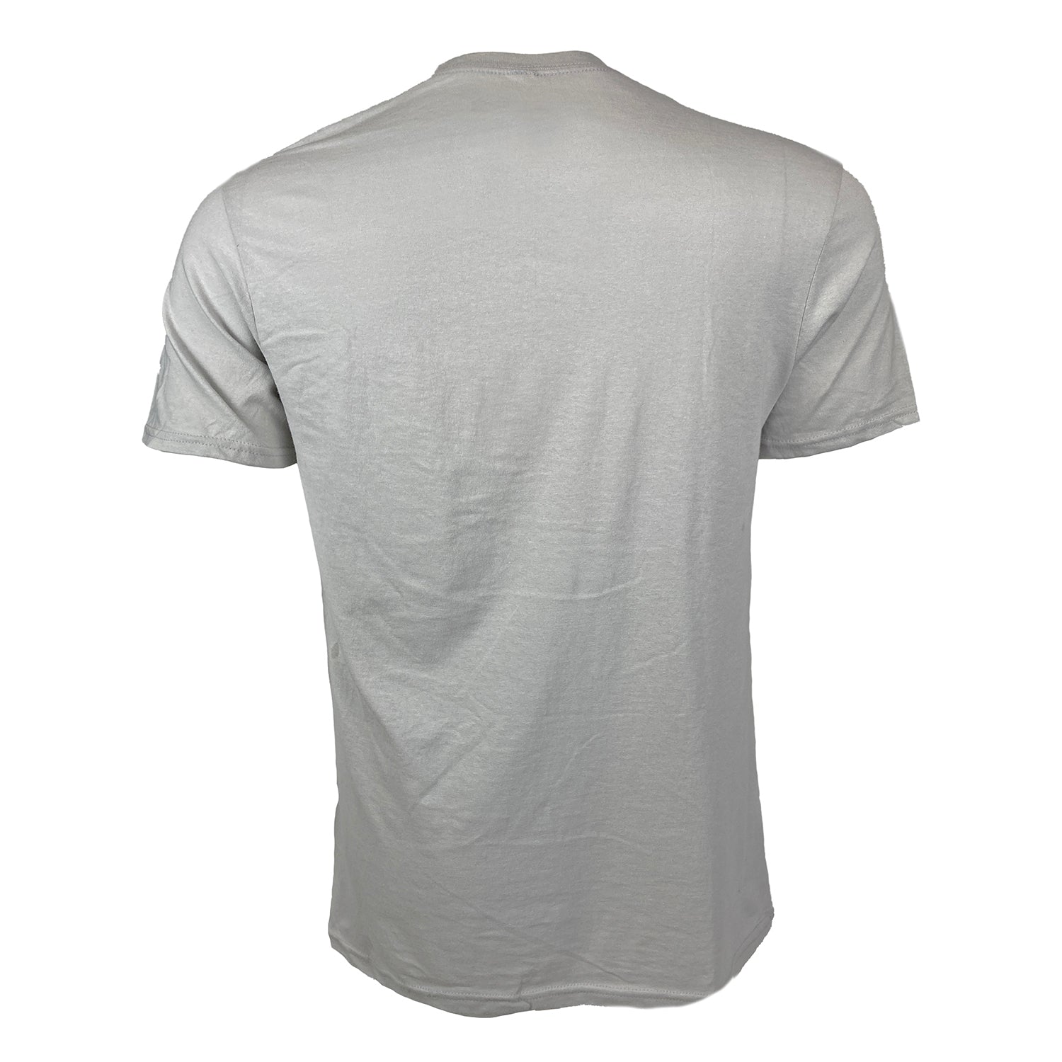 Gray tee shown from the rear.