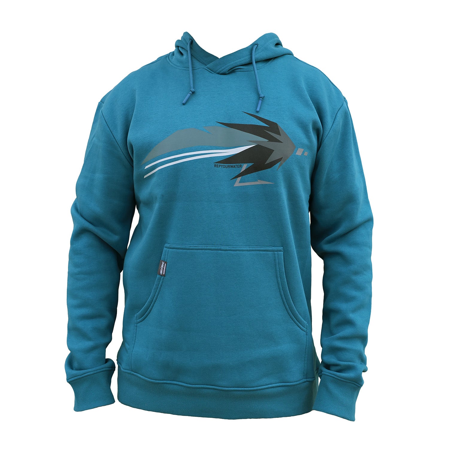 Hoodie blue with streamer chest graphic