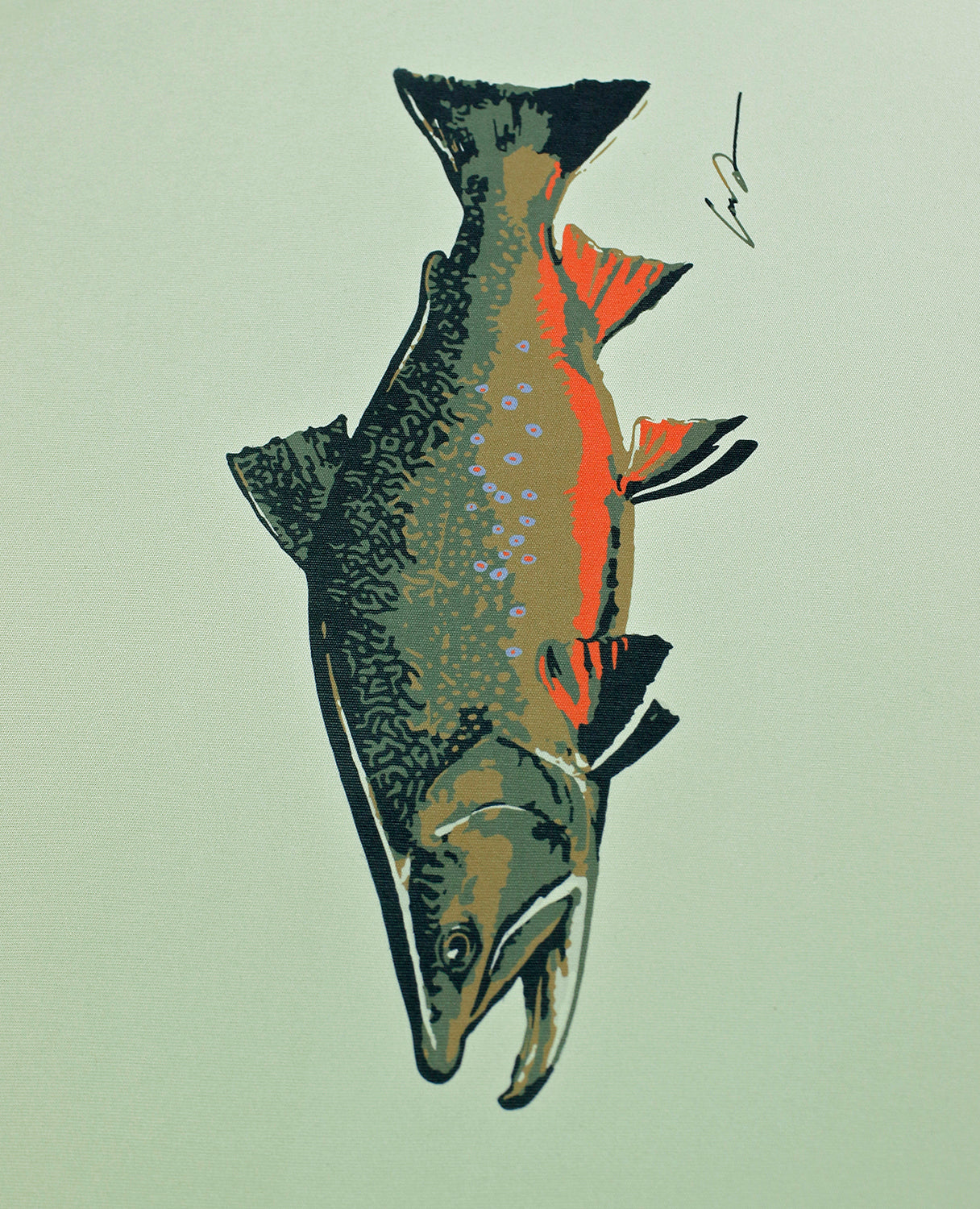 A detail photo of the brook trout print