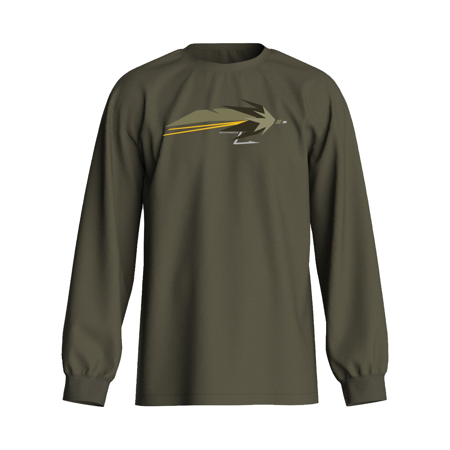 Long sleeve tshirt green with streamer front graphic