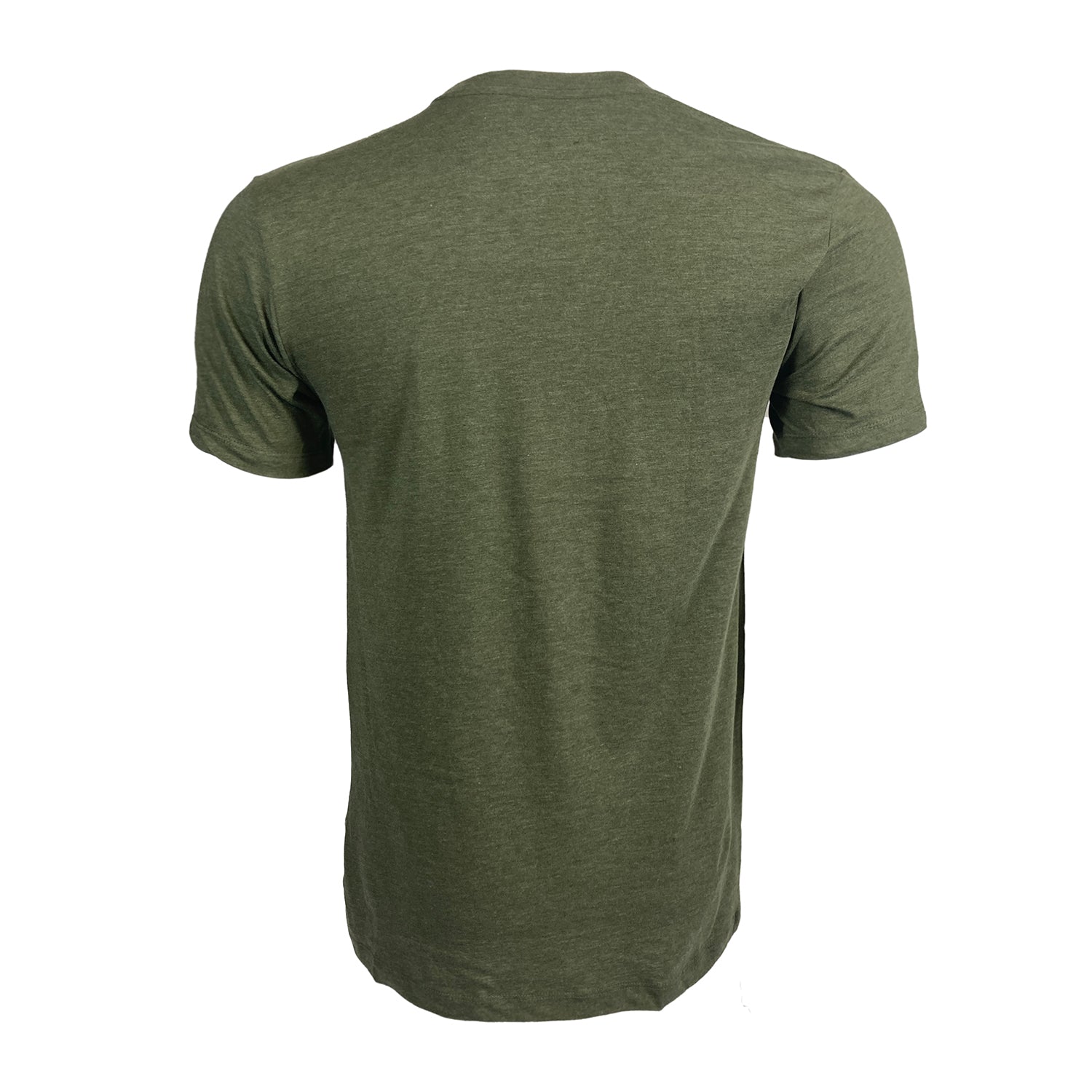 Green short sleeved tee pictured from the back