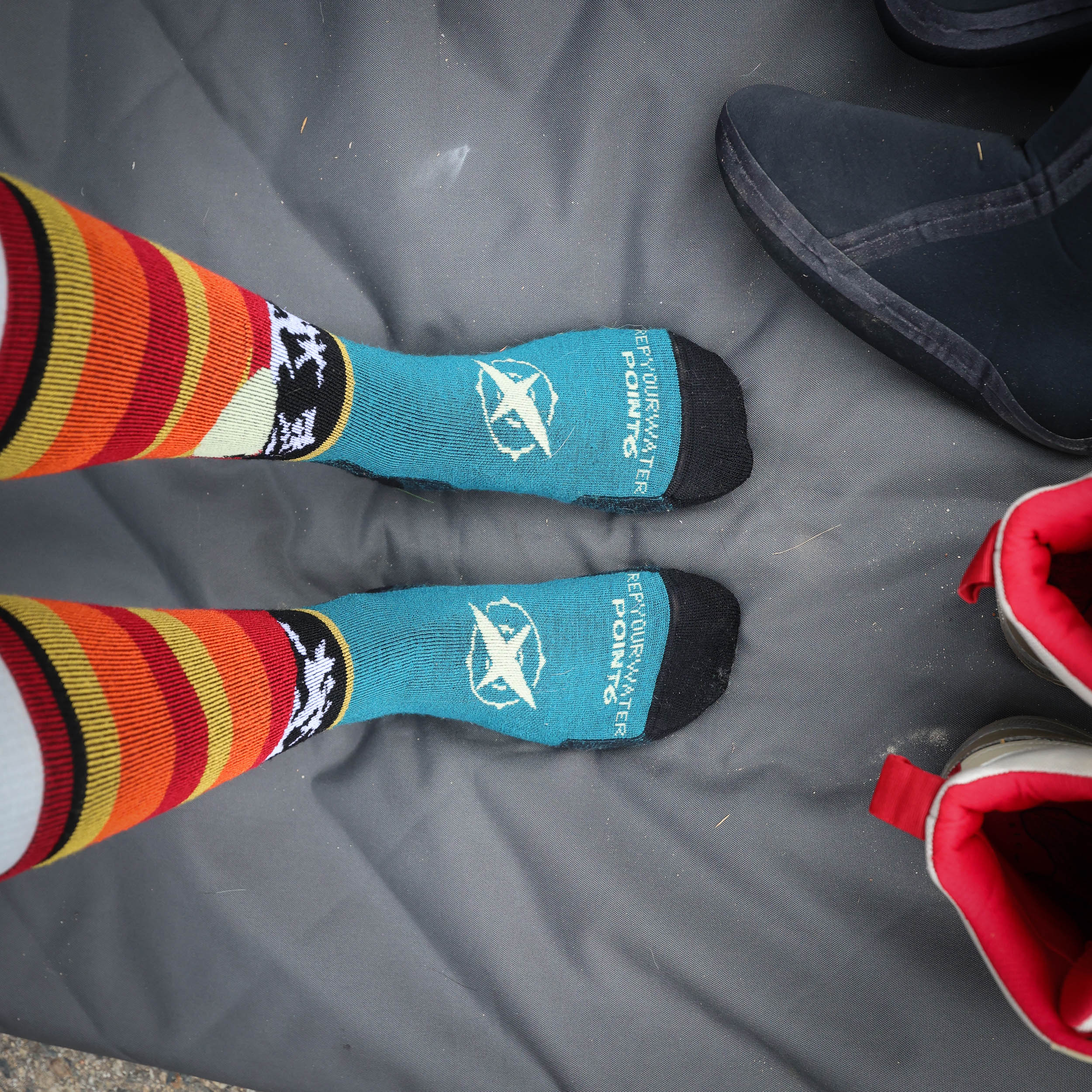 Sock with Golden Hour design of mountains sunset and tree silhouettes