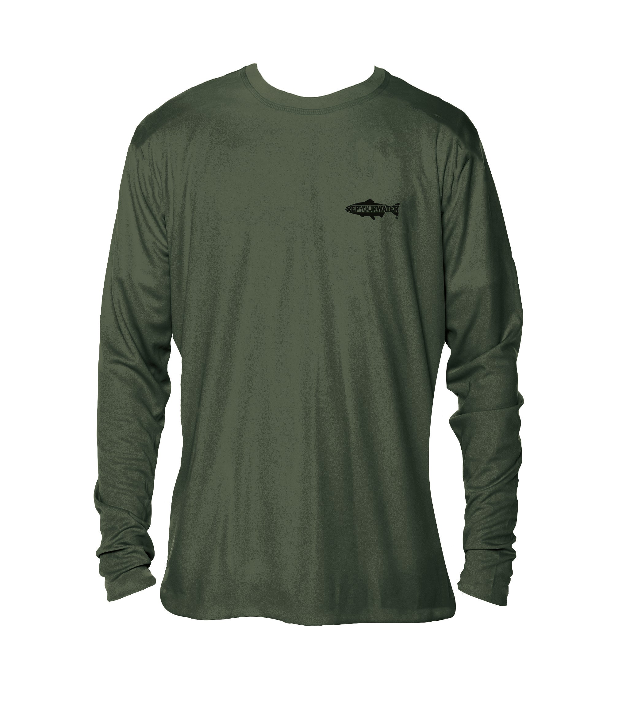 womens repyourwater merino breeze performance shirt in grass green with rep your water logo on the front left chest
