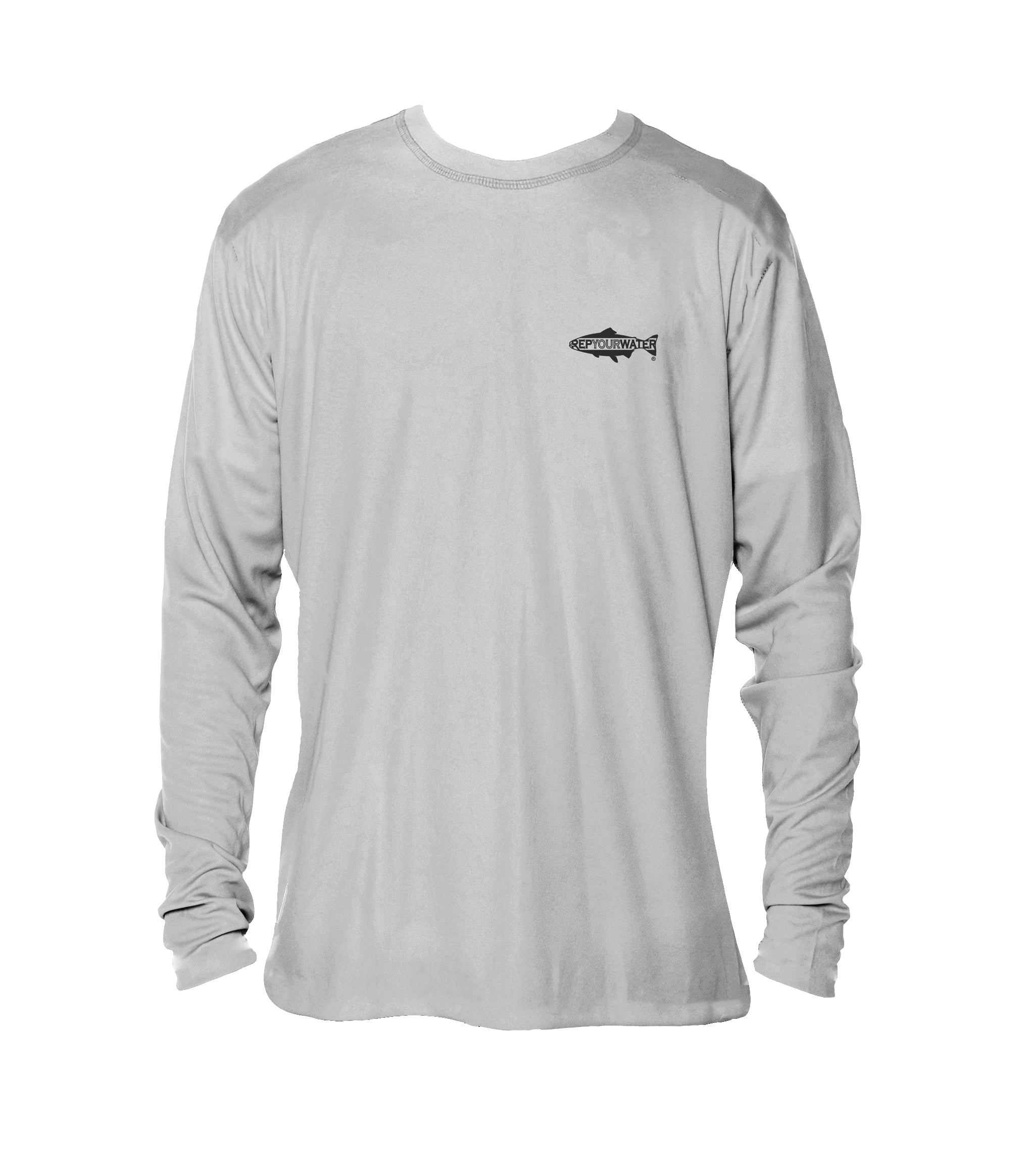 womens rep your water eco50 performance shirt blank in gray with rep your water logo on the front left chest