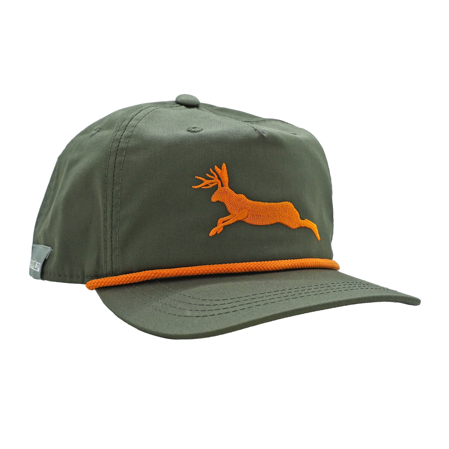 Green hat with orange jackalope