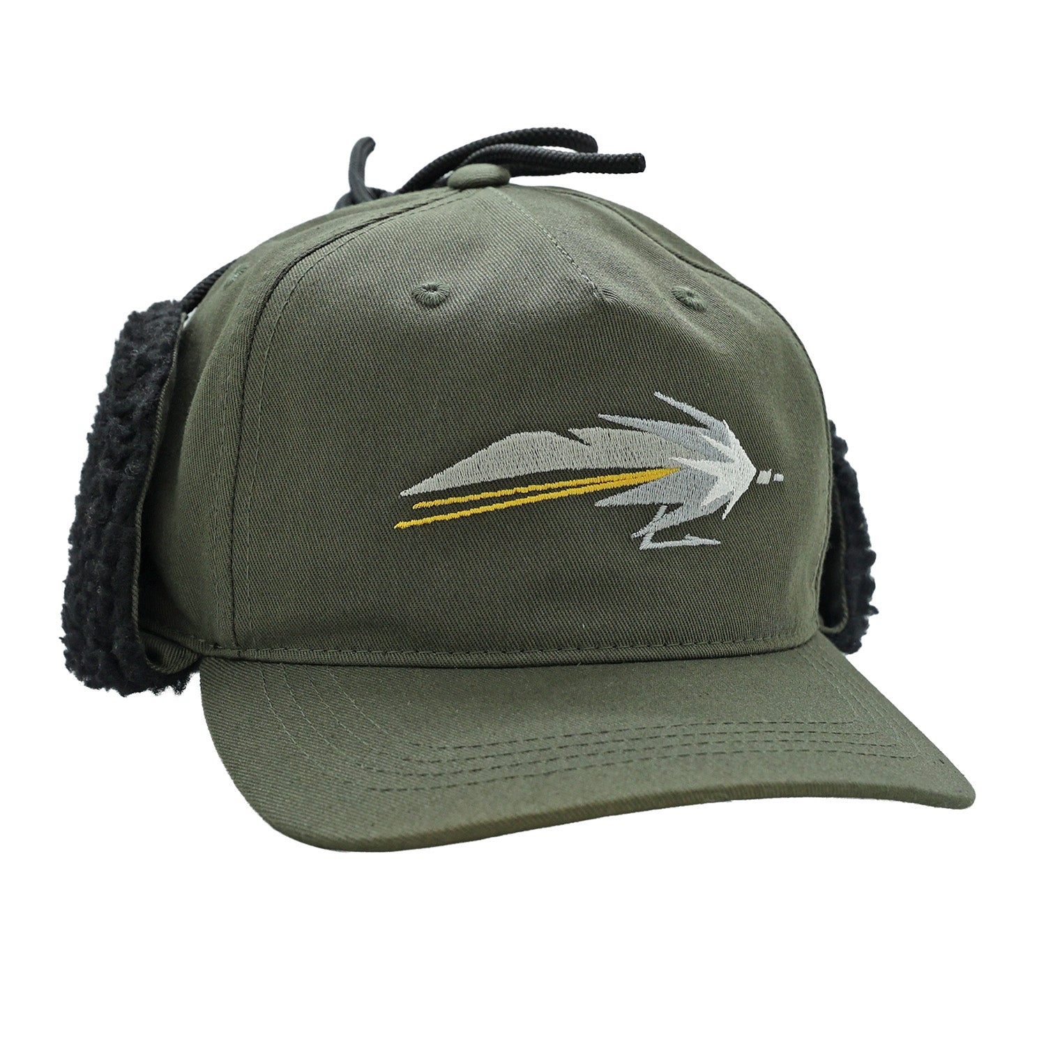 Green hat with streamer and ear flaps