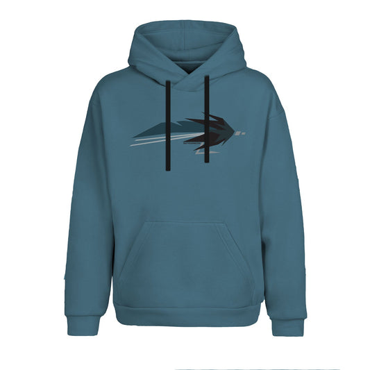 Hoodie blue with streamer chest graphic
