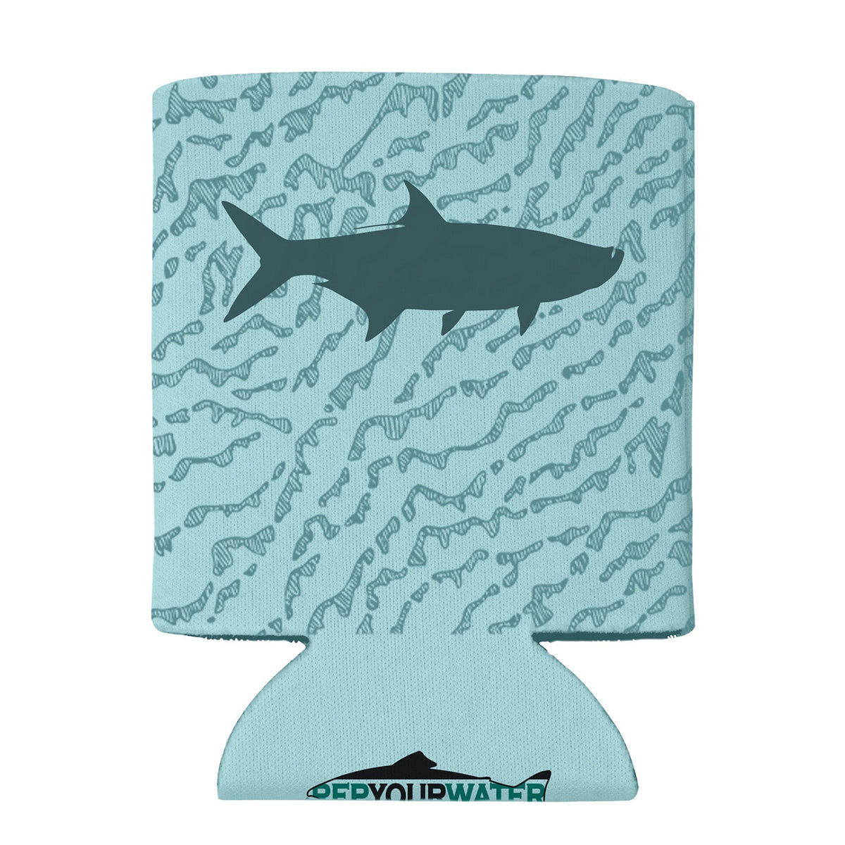 Tarpon Over Sand Eco Coolie featuring a fish pattern design on an eco-friendly drink sleeve