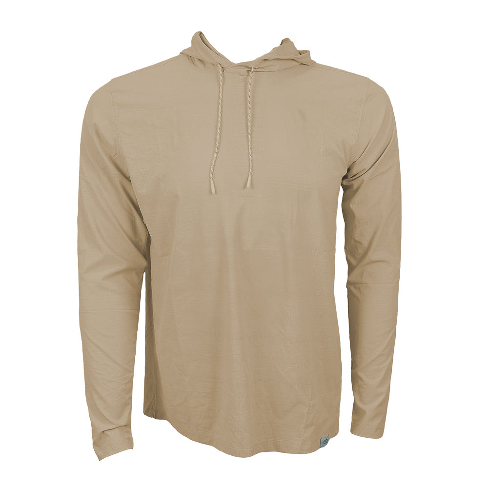 Sand colored sun hoody front