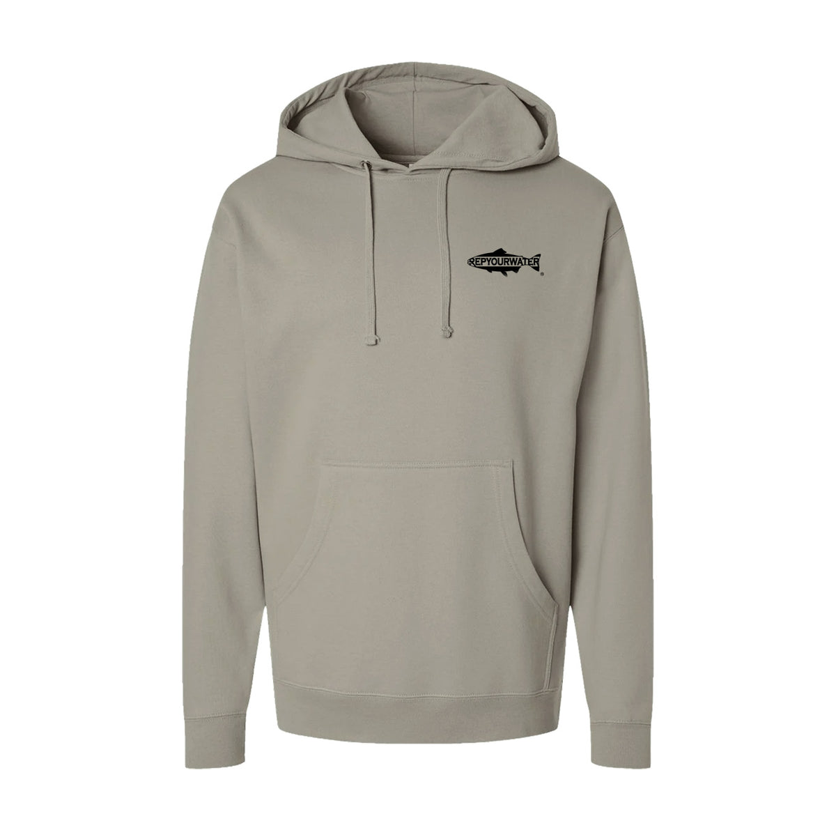 Sunrise Brown mid-weight hoodie graphic design, front