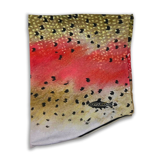 thermal neck tube with rainbow trout artwork pattern